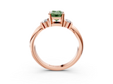 Rose gold Fancy Green Emerald  Cut Three-Stone Channel Set Ring with Bar Prongs_45