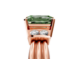 Rose gold Fancy Green Emerald  Cut Three-Stone Channel Set Ring with Bar Prongs_47