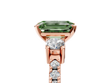 Rose gold Fancy Green Emerald  Cut Three-Stone Diamond Pavé Band with Prong Setting_23