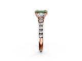 Rose gold Fancy Green Emerald  Cut Three-Stone Diamond Pave Band with Prong Setting_39