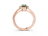 Rose gold Fancy Green Emerald  Cut Three-Stone Solitaire Ring with Round Accent Diamonds and Four-Prong Setting_23