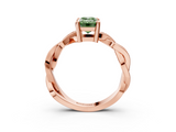 Rose gold Fancy Green Emerald  Cut Twisted Pavé Band Solitaire Ring with Four-Prong Setting_58