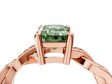 Rose gold Fancy Green Emerald  Cut Twisted Pavé Band Solitaire Ring with Four-Prong Setting_59