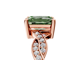 Rose gold Fancy Green Emerald  Cut Twisted Pavé Band Solitaire Ring with Four-Prong Setting_60