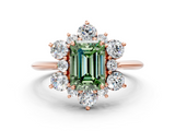 Rose gold Fancy Green Emerald  Diamond Cluster Halo Ring with Solitaire Band and Four-Prong Setting_20