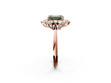 Rose gold Fancy Green Emerald  Diamond Cluster Halo Ring with Solitaire Band and Four-Prong Setting_22