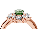Rose gold Fancy Green Emerald  Diamond Cluster Halo Ring with Solitaire Band and Four-Prong Setting_24