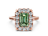 Rose gold Fancy Green Emerald  Diamond Cluster Halo Solitaire with Four-Prong Setting_94