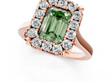 Rose gold Fancy Green Emerald  Diamond Cluster Halo Solitaire with Four-Prong Setting_95