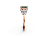 Rose gold Fancy Green Emerald  Diamond Cluster Leaf Design Ring with Prong Setting_52