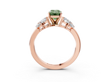 Rose gold Fancy Green Emerald  Diamond Cluster Leaf Design Ring with Prong Setting_53