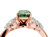 Rose gold Fancy Green Emerald  Diamond Cluster Leaf Design Ring with Prong Setting_54