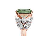 Rose gold Fancy Green Emerald  Diamond Cluster Leaf Design Ring with Prong Setting_55