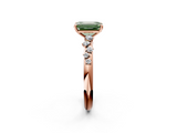 Rose gold Fancy Green Emerald  Diamond Cluster Prong-Set Solitaire Ring_43