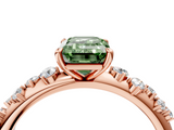 Rose gold Fancy Green Emerald  Diamond Cluster Prong-Set Solitaire Ring_45