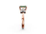 Rose gold Fancy Green Emerald  Diamond Floral Cluster Ring with Solitaire Band and Prong Setting_65