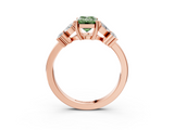 Rose gold Fancy Green Emerald  Diamond Floral Cluster Ring with Solitaire Band and Prong Setting_66