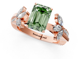 Rose gold Fancy Green Emerald  Diamond Floral Vine Solitaire Engagement Ring_4