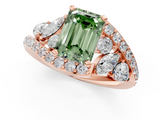 Rose gold Fancy Green Emerald  Diamond Halo Ring with Marquise and Pavé Band in Prong Setting_74