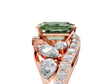 Rose gold Fancy Green Emerald  Diamond Halo Ring with Marquise and Pavé Band in Prong Setting_78