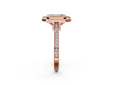 Rose gold Fancy Green Emerald  Diamond Halo Ring with Milgrain Frame and Pavé Band 2