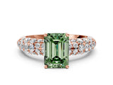 Rose gold Fancy Green Emerald  Diamond Pavé Band Solitaire Ring with Four-Prong Setting_49