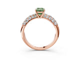 Rose gold Fancy Green Emerald  Diamond Pavé Band Solitaire Ring with Four-Prong Setting_52