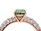 Rose gold Fancy Green Emerald  Diamond Pavé Band Solitaire Ring with Four-Prong Setting_53