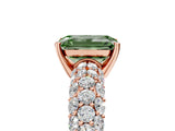 Rose gold Fancy Green Emerald  Diamond Pavé Band Solitaire Ring with Four-Prong Setting_54