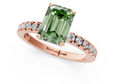 Rose gold Fancy Green Emerald  Diamond Pavé Band Solitaire with Four-Prong Setting_183