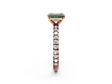 Rose gold Fancy Green Emerald  Diamond Pavé Band Solitaire with Four-Prong Setting_184