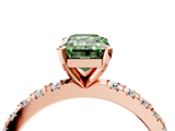 Rose gold Fancy Green Emerald  Diamond Pavé Band Solitaire with Four-Prong Setting_186