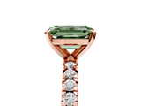 Rose gold Fancy Green Emerald  Diamond Pavé Band Solitaire with Four-Prong Setting_187