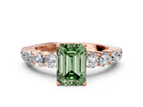 Rose gold Fancy Green Emerald  Diamond Pavé Band Solitaire with Four-Prong Setting_3