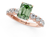 Rose gold Fancy Green Emerald  Diamond Pavé Band Solitaire with Four-Prong Setting_4