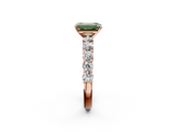 Rose gold Fancy Green Emerald  Diamond Pavé Band Solitaire with Four-Prong Setting_5