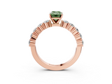 Rose gold Fancy Green Emerald  Diamond Pavé Band Solitaire with Four-Prong Setting_6