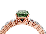 Rose gold Fancy Green Emerald  Diamond Pavé Band Solitaire with Four-Prong Setting_7