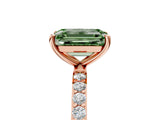 Rose gold Fancy Green Emerald  Diamond Pavé Band with Six-Prong Setting_32