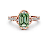 Rose gold Fancy Green Emerald  Diamond Pave Band with Floral Prong Setting_27