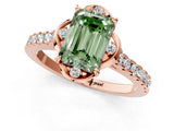 Rose gold Fancy Green Emerald  Diamond Pave Band with Floral Prong Setting_28