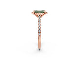 Rose gold Fancy Green Emerald  Diamond Pave Band with Floral Prong Setting_29