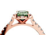 Rose gold Fancy Green Emerald  Diamond Pave Band with Floral Prong Setting_31