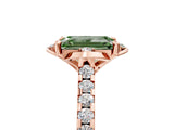Rose gold Fancy Green Emerald  Diamond Pave Band with Floral Prong Setting_32