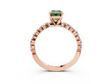 Rose gold Fancy Green Emerald  Diamond Prong Set Engagement Ring with Pave Band_224