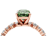 Rose gold Fancy Green Emerald  Diamond Prong Set Engagement Ring with Pave Band_225