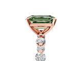 Rose gold Fancy Green Emerald  Diamond Prong Set Engagement Ring with Pave Band_226