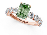 Rose gold Fancy Green Emerald  Diamond Prong Setting with Side Stones on a Pave Band_131