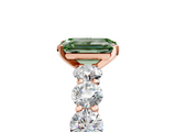 Rose gold Fancy Green Emerald  Diamond Prong Setting with Side Stones on a Pave Band_135
