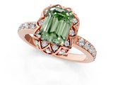 Rose gold Fancy Green Emerald  Diamond Solitaire Ring with Shared Prong Pavé Band_55